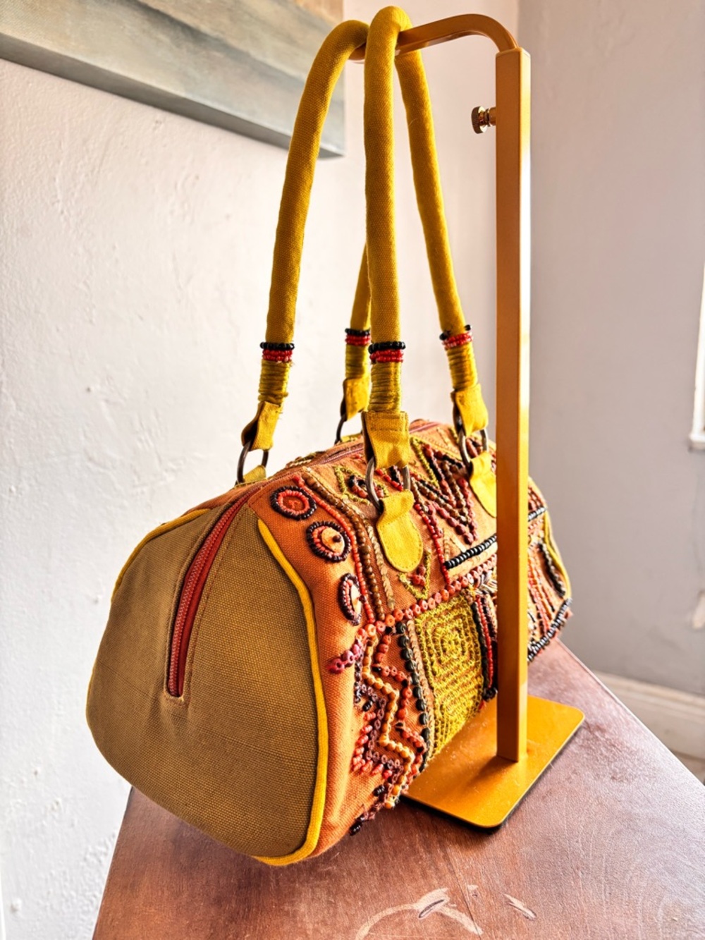 Boho Beaded Embroidered Statement Bag Festival Indie Purse - Picture 5 of 10